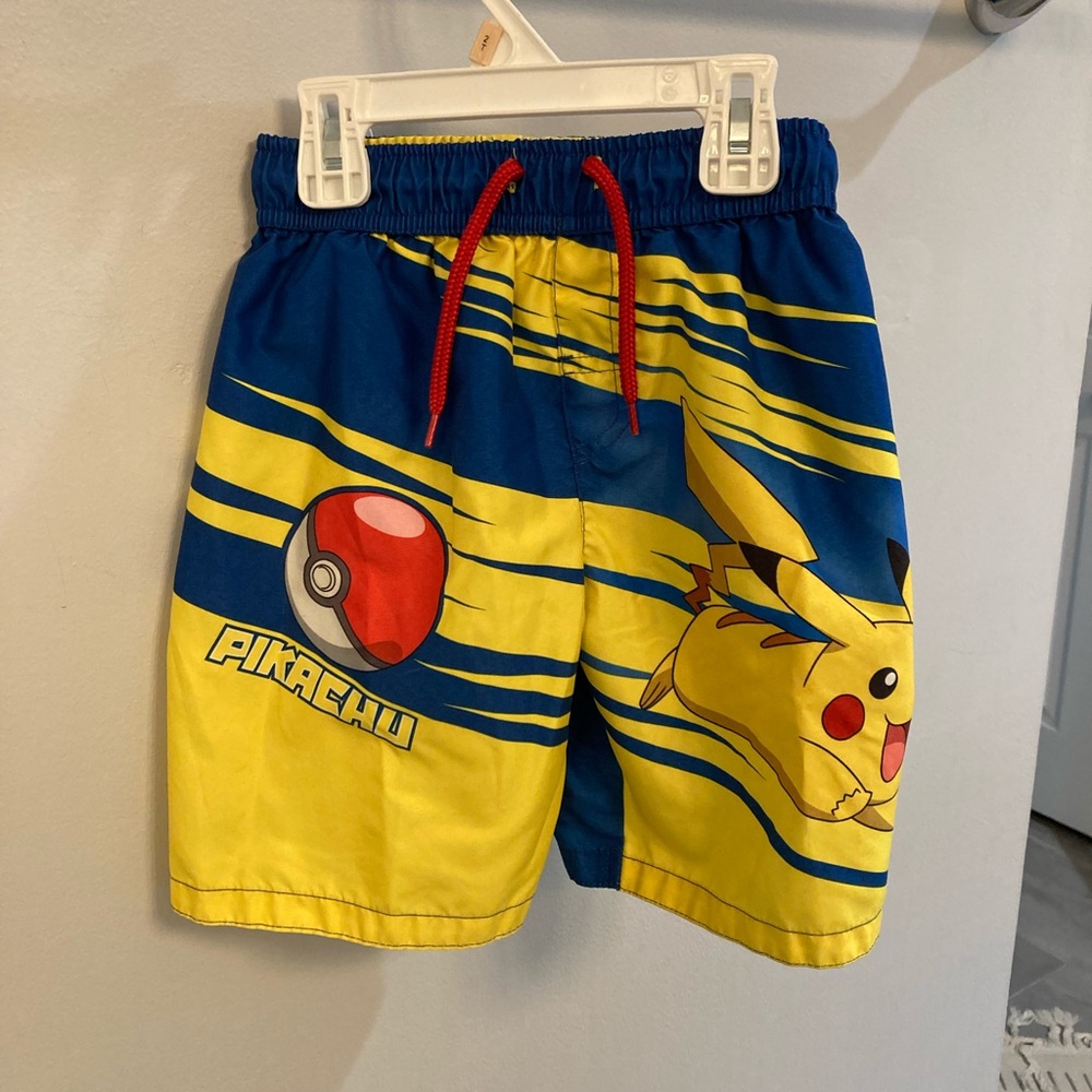 Pikachu Pokémon swim trunks blue and yellow size 5/6